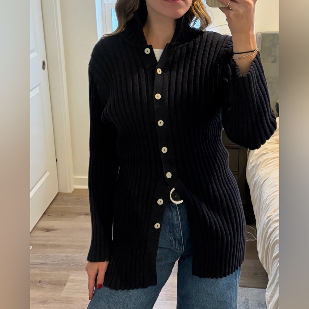 Liz Claiborne Black Ribbed Cardigan